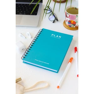 Deep Notebook Süresiz Planlayıcı Ajanda A5 Spiralli Turkuaz Renk Klasik Tasarım
