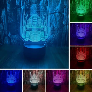 Cool Transformers Bots Optimus Prime Anime Karakter Autobots 3D Knight Trans Uzaktan Kumandalı LED Uyku Gece Lambası 7 Renk Yatak Odası Dekoru Masa Lambası Çocuklar Için Doğum Günü (Yurt Dışından)