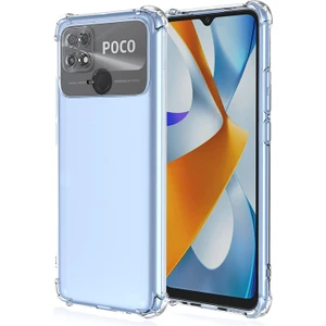 Kzy Xiaomi Poco C40 Kapak Kamera Korumalı Airbag Antishock Köşe Korumalı Şeffaf Silikon Kılıf