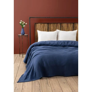 4 Kat Müslin Yatak Örtüsü Lacivert