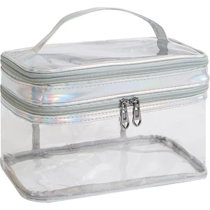 Pvc Çift Şeffaf Kozmetik Çantası Taşınabilir Yıkama Torbası C (Yurt Dışından)