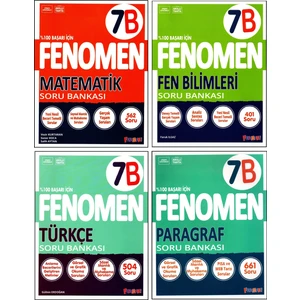 Fenomen Yayıncılık Fenomen 7. Sınıf Matematik (B)+Türkçe (B)+Fen Bilimleri (B)+Paragraf (B) Kitabı 4 Kitap