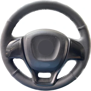 Detay Deri Direksiyon Fiat Doblo-Fiorino 2015 Sonrası Dakota Klasik Desen Direksiyon Kılıfı Siyah Dikiş