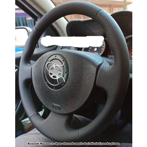 Detay Deri Direksiyon Renault Megane 2 -Sadece Derisi Sökülerek Yapılmaya Uygun  Spor Desen Komple Direksiyon Kılıfı