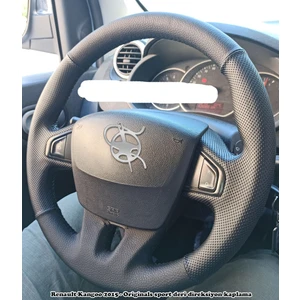 Detay Deri Direksiyon Renault Fluence -Megane -3  Kangoo 2015  Tuşlu Spor Desen  Direksiyon Kılıfı Siyah Dikiş