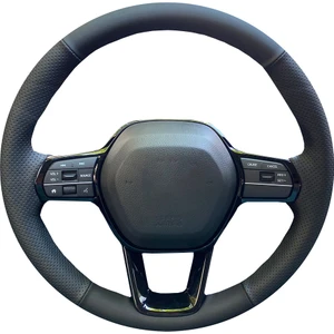 Detay Deri Direksiyon Honda Civic 2022 Fe - Soft Spor Desen Direksiyon  Kılıfı Siyah Dikiş