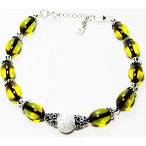 Lilah Gümüş Tr Gümüş Arpa Kesim Sarı Renkli Kehribar Kadın Otantik Bileklik