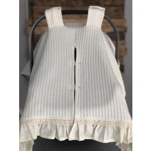 Derin Boutique Krem Örgü Pike Krem Poplin Fırfır Krem Dantelli Puset Örtüsü