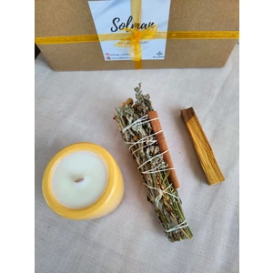 Sandal Ağacı & Ylang Ylang Kokulu Soya Mum Palo Santo Ağaç Tütsü Adaçayı Lavanta Üzerlik Tütsüsü Set