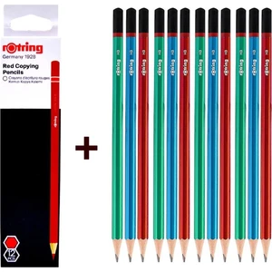 Mercanlı Kurşun Kalem 12 Li + Rotring Kırmızı Kopya Kalemi 12 Li