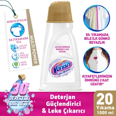 Vanish Kosla Multipower Beyazlar için Leke Çıkarıcı ve Deterjan Güçlendirici Sıvı 1000