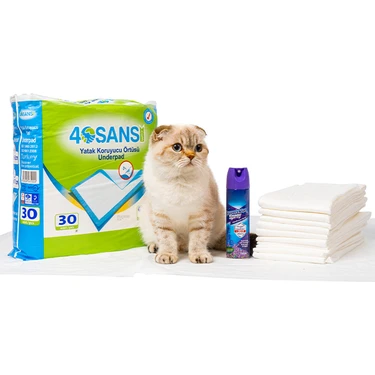 40Sans Petcare Kedi Köpek Çiş Pedi 60X90 cm 30 Adet. Koku Giderici Sprey Dezenfektan 150 ml