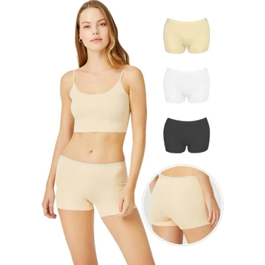 COTTONHILL Basic Lazer Kesim Dikişsiz Kadın Boxer Külot 3'lü