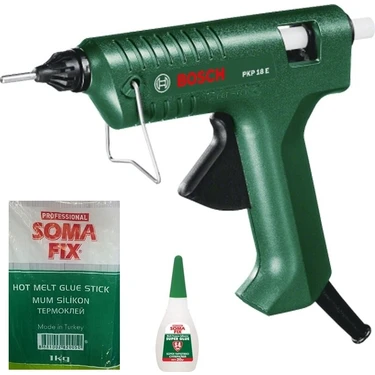 Bosch Pkp 18 E Sıcak Mum Silikon Tabancası + 1 Kg Kalın Mum Silikon + Yapıştırıcı