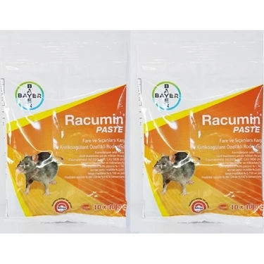 Bayer 2 Adet Bayer Racumin Fare Pastası Fare Yemi 10X10 100