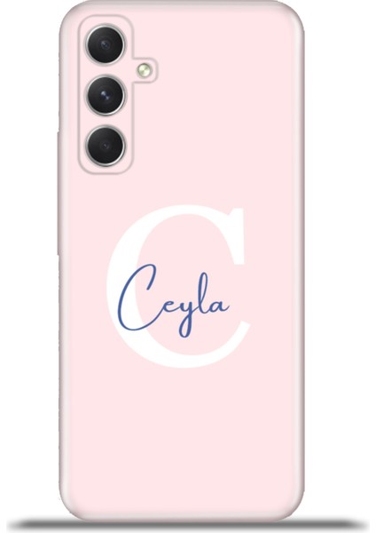 Samsung Galaxy A54 5g Kılıf Silikon Esnek Kamera Koruma Kişiye Özel Isim Harf Zao Pembe - C