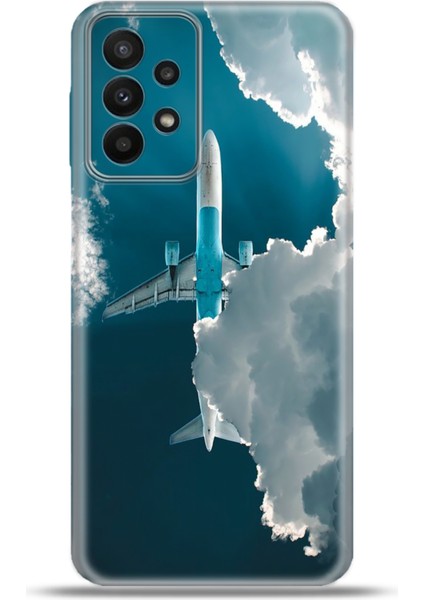 Samsung Galaxy A23 Kılıf Esnek Silikon Kamera Koruma 4K Desenli Özel Tasarım - Yolcu Uçaği