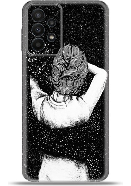 Samsung Galaxy A23 Kılıf Esnek Silikon Kamera Koruma 4K Desenli Özel Tasarım - Siyah Aşk