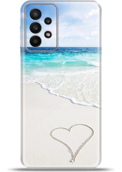 Samsung Galaxy A23 Kılıf Esnek Silikon Kamera Koruma 4K Desenli Özel Tasarım - Kumsal