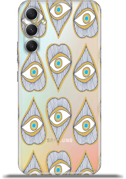 Samsung Galaxy A34 5g Kılıf Esnek Silikon Kamera Koruma 4K Desenli Özel Tasarım - Kalp Gözü