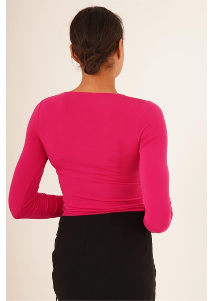 23254224 Sandy Yaka Zigzag Nakışlı Uz.kol Bluz Fusya fırsatları