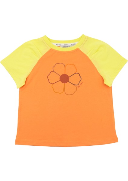 Organik Pamuk Çiçek Desenli Reglan Kol Kız Çocuk Tshirt fiyatları