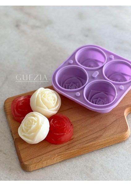 4 Lü Silikon Gül Buz Kalıbı | 2 Adet