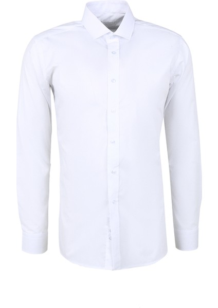 Slim Fit Klasik Yaka Düz Beyaz Erkek Gömlek GM1007100473 fiyatları