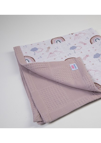 Gökkuşağı Manzarası Lila Bebek Battaniyesi 80 x 80 cm %100 Pamuk Muslin Kumaşlı Waffle Pike fiyatları