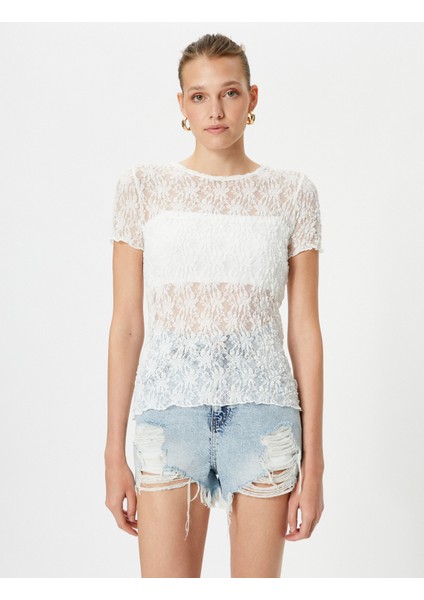 Rachel Araz XKoton - Dantel Kısa Kollu Tişört fiyatları