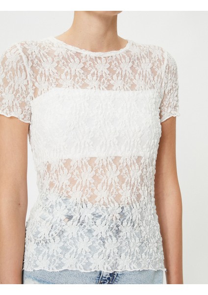 Rachel Araz XKoton - Dantel Kısa Kollu Tişört fırsatları