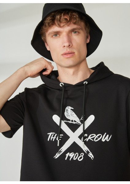 Kapüşon Yaka Siyah Erkek Sweatshırt TC3903-1 Run