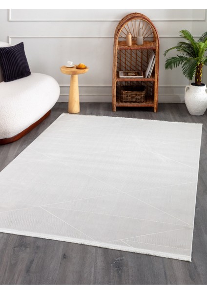 Bambu Beyaz Yumuşak Dokulu Halı Kilim Salon Mutfak Koridor Kesme Yolluk Makine Halısı Srz-05