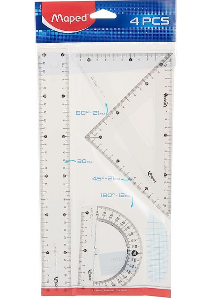 Ofis ve Kirtasiye 242830 4'lü Start Maxi Cetvel S, 30 cm