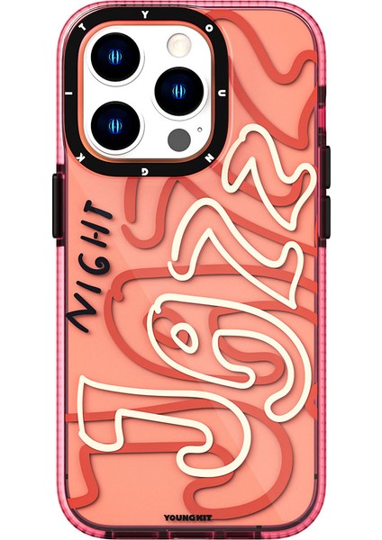 iPhone 14 Pro Uyumlu Kılıf Şeffaf Renkli Yazı Temalı Tasarım Youngkit Jazz Serisi Kapak