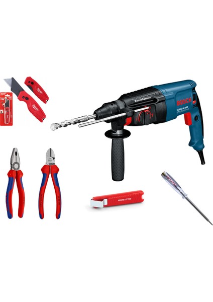 Gbh 2-26 Dre 6 Parça Tam Profesyonel Usta Seti Knipex Pense Yan Keski Izeltaş Milwaukee Set