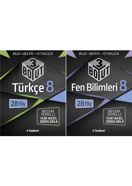 Tudem Yayınları 8. Sınıf Türkçe + Fen Bilimleri 3 Boyut Seti 2 Kitap 2023