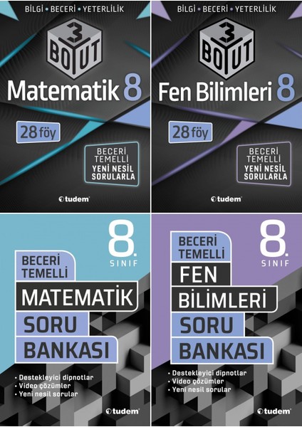 8. Sınıf Matematik + Fen Bilimleri 3 Boyut + Beceri Soru Seti 4 Kitap 2023