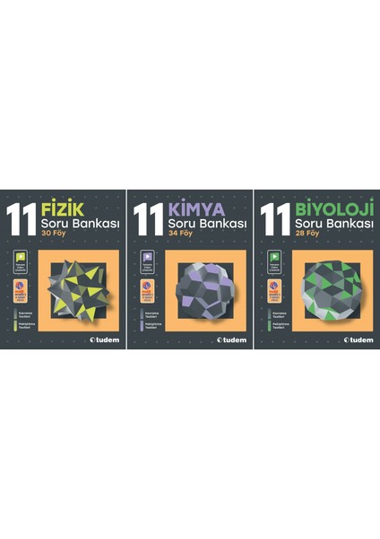 Tudem Yayınları 11. Sınıf Matematik Fizik Kimya Biyoloji Soru Bankası Seti 4 Kitap 2023