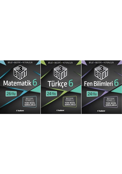 Tudem Yayınları 6. Sınıf Matematik + Türkçe + Fen Bilimleri 3 Boyut Seti 3 Kitap 2023
