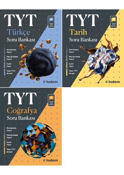 Tudem Yayınları TYT Türkçe + Tarih + Coğrafya Soru Bankası Seti 3 Kitap 2023
