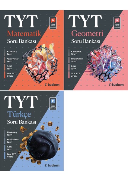Tudem Yayınları TYT Matematik + Geometri + Türkçe Soru Bankası Seti 3 Kitap 2023