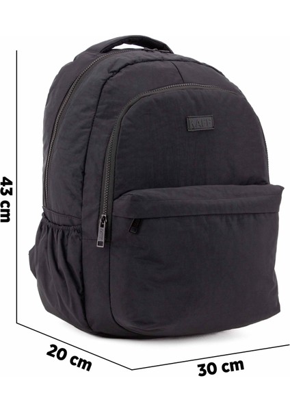 Unisex Siyah 01102-SET Krinkıl Kumaş Kalemlikli Su Geçirmez Çok Gözlü Okul Sırt Çantası indirimleri