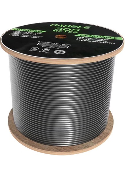 GABBLE305METRE 23 Awg Outdoor Cat6 Siyah Dış Ortam Kablo