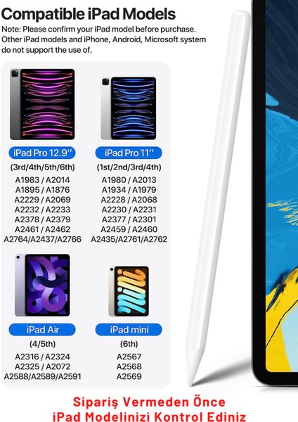 Ipad Pro 11 Inç M2 Çip Uyumlu Kablosuz Şarj Olabilen Palm Rejection ve Tilt Özellikli Stylus Pen indirimleri