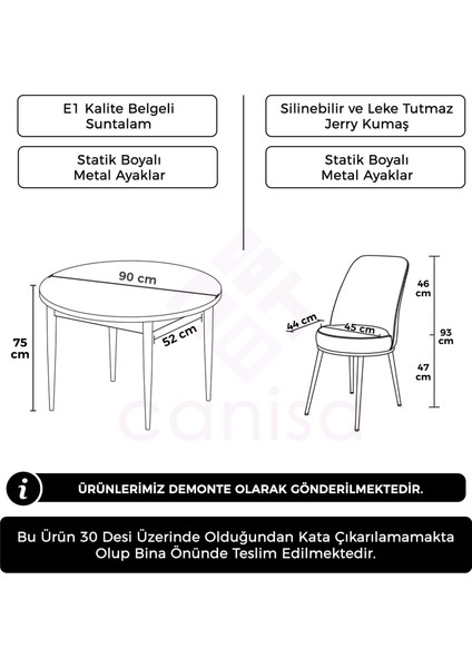 Concept Tor Serisi Yuvarlak Siyah Mermer Desen Mutfak Masa Takımı ve 2 Sandalye