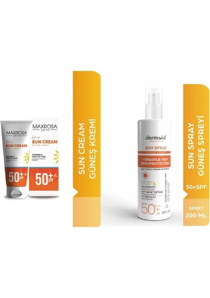 Sun Spray Güneş Koruyucu SPF50 + Maxrosa Paris 50+Spf Yüksek Koruyucu Güneş Kremi 60 ml