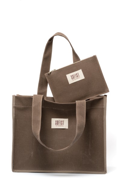 Moyen Waxed Canvas Tote Bag Mumlu Kanvas Kadın Omuz Çantası