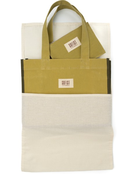 Moyen Waxed Canvas Tote Bag Mumlu Kanvas Kadın Omuz Çantası