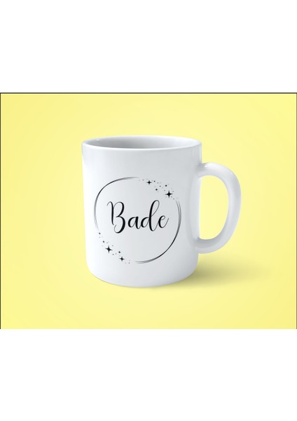 Bade Yıldızlı Çerçeveli İsimli Baskılı Kupa Bardak
